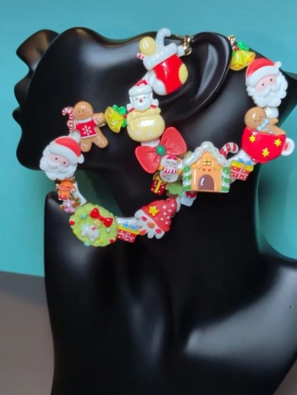 Hand Crafted Holiday Charm Garland - Red, Green, White, Yellow
